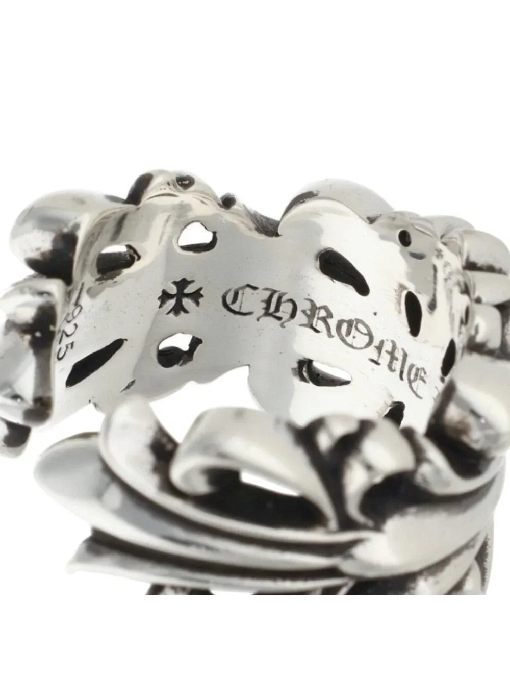 Chrome Hearts Dbl Flrl Double Floral Cross Silver Ring